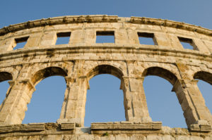 Deail of the colosseum in Pula, Croatia